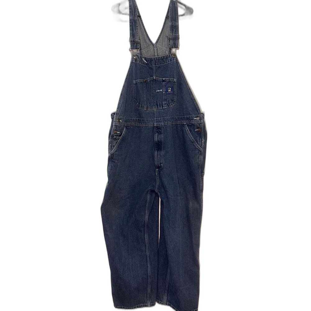Real Work Wear Denim Bib Overalls Men’s 48x28 Carpenter Workwear Blue Utility
